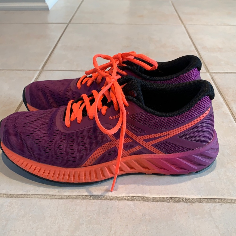 Asics FuzeX Purple Orange Running Shoes Women’s Size 7